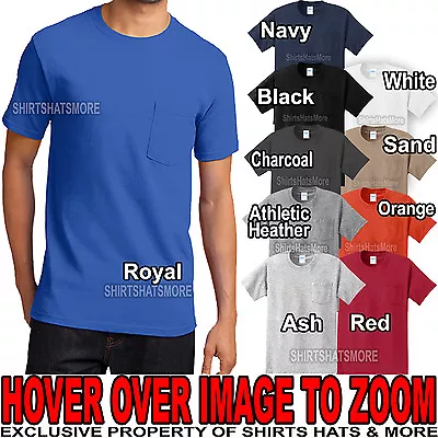 Mens Tall T-Shirt With Pocket PRESHRUNK Heavy Cotton LT XLT 2XLT 3XL 4XLT NEW • $12.65