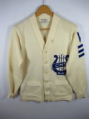 Vtg Cathedral High School Wool Cardigan Letterman Sweater Indianapolis Letter • $67.99