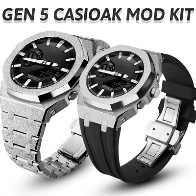 Gen 5th Mod Kit Frosted Craft Metal Bezel Rubber Band For Casioak GA 2100/2110 • $74.99