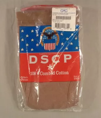 Vintage New DCSP CAC Military 100% Cotton Men's Briefs Size 28 Brown 3-Pack USA • $9.99