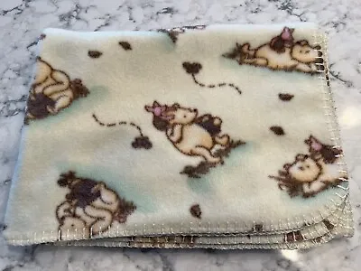 Classic Winnie The Pooh Fleece Baby Blanket W/ Honey Pot Piglet Cream Color • $14.99