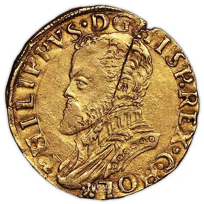 Coin - Netherlands-Holland - Philip II Of Spain - Half Gold Real • $1300
