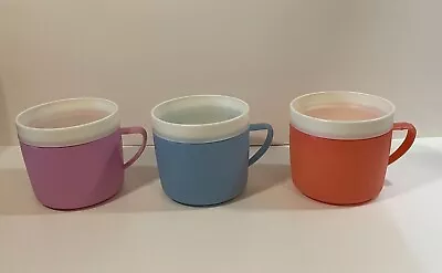 Vintage MCM 1950s Bolero Retro Therm-O-Ware Plastic Mugs Cups Lot Of 3 Pastel • $7