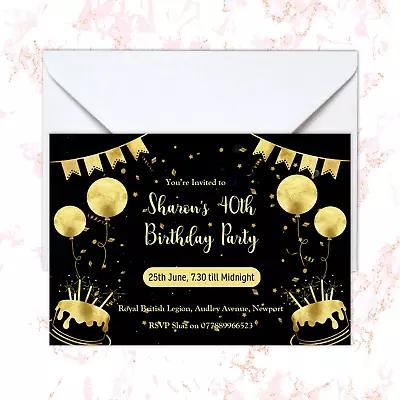 Womens Birthday Party Invitations Personalised Invites  21st 30th 40th 50th 60th • £5
