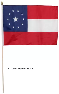 12x18 Wholesale Lot 6 1st National Stars Bars 11 Stick Flag 30  Wood Staff • $15.88