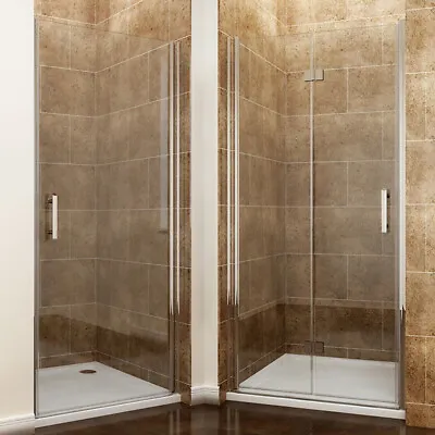 Frameless Pivot Bi Fold Shower Door Enclosure And Tray Bathroom Screen Cubicle • £156.99