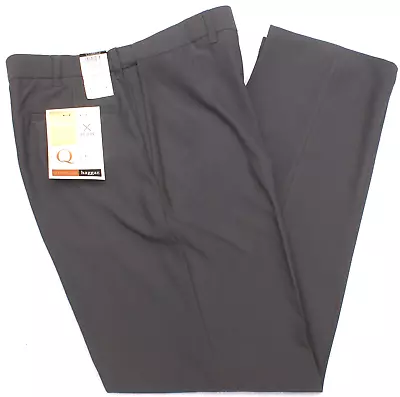 HAGGAR No Iron Microfiber Gray Dress Pants Expandable Waist Mens 38X34 NEW $60 • $19.99