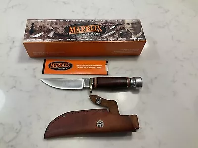 Marbles USA Stacked Leather Handled Plainsman Knife Pristine Condition With Box • $178.50