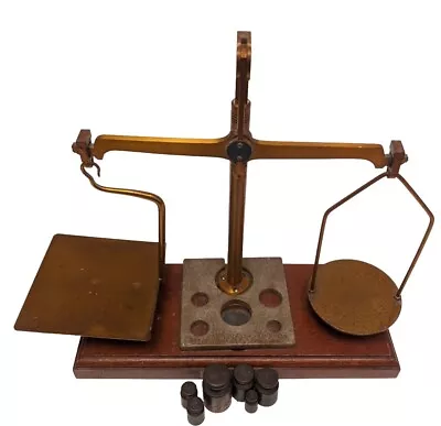 Vintage Scales Cast Metal Balance 8Oz Stamped Metric Weight Antique Kitchen GP0 • £19.97