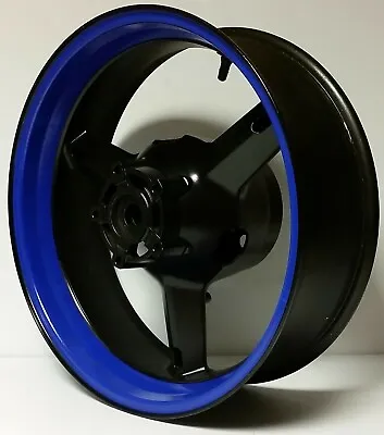 Custom Blue Motorcycle Inner Rim Decals Wheel Stickers Stripes Tape Vinyl Wrap • $30.99