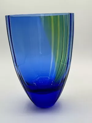 Evolution By Waterford Crystal Reef WatersCobalt Blue And Green Vase 7.75” Tall • $75