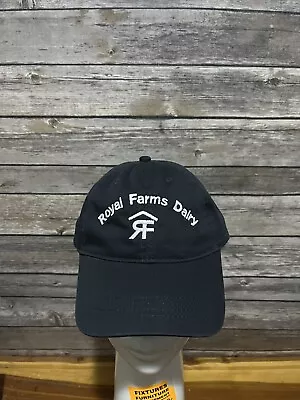 Vtg Royal Farms Dairy Trucker Hat Navy Blue Embroidered Cap Strap Back • $13.59