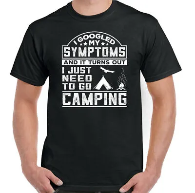 Camping T-Shirt Mens Funny Camper Camp Tent Caravan Caravanning Top Symptoms • £10.94