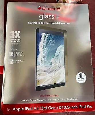 ZAGG Invisible Shield Glass Plus Protection IPad Air(3rd Gen.)& 10.5  IPad Pro • $15