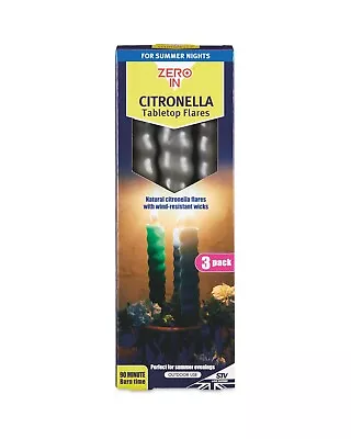 NEW & Boxed Grey Citronella Garden Flares (3 Pack) Bug & Pest Protection • £7.50