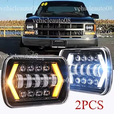 Pair 7x6  LED Headlights Fit Chevy C1500 C2500 C3500 K1500 K2500 K3500 1988-1999 • $46.11