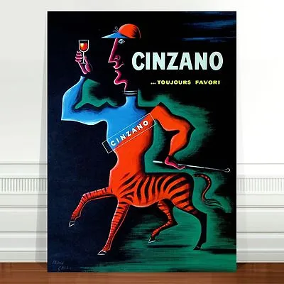 Vintage French Liquor Poster Art ~ CANVAS PRINT 8x10  Cinzano Centaur • $7.67