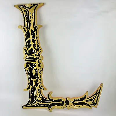 VTG Beautiful Large Wooden Letter “L” Handmade Wall Display Decor 32” T X 26” W • $15.99