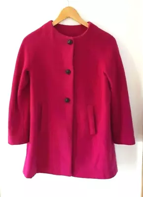 Zara Fuchsia Pink Wool Blend Short Coat.  Pockets To Front. Lined. Medium • $32