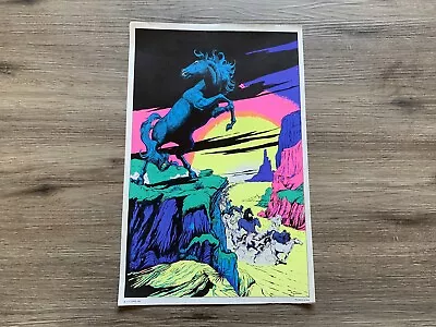 Vintage 1970’s A. Guerrero E-Z Cards Horse Black Light Poster USA • $14.95