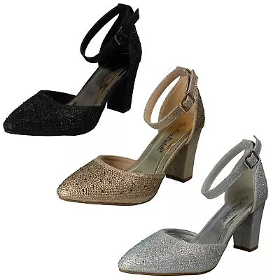 SALE Ladies Anne Michelle Glitzy Court Ankle Strap Shoes F9R0092 • $25.11