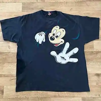 VTG 90's Disney Designs USA Double Sided Mickey Mouse T-shirt One Size ALL OVER • $79