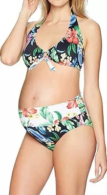 Prego Maternity Women's Hawaiian Bombshell Bikini Black Size XL • $39.99