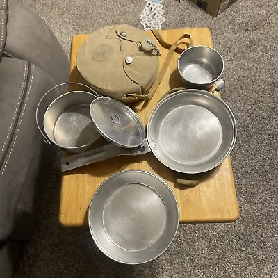 Vintage Boy Scouts Of America Aluminum Mess Kit Pot Pan Canteen Hiking Cooking • $22.50