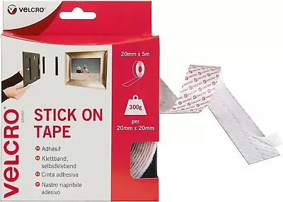 VELCRO Brand Stick On White Tape Hook And Loop Tape Self Adhesive Fastener Roll • £11.95