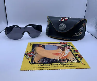 Ed Hardy  Sunglass  Black Original Case With Cloth Flawed Pre-owned • $134.99