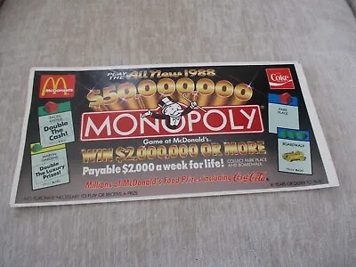 1988 McDonald's Monopoly Game Board Promo AD Booklet - Unused • $20