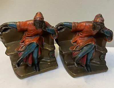 Vintage K & O Mantarani's Dante Cast Iron Bookends Original Paint • $55.97