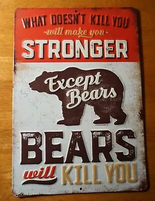 $21.95 • Buy Rustic Vintage Bears Cabin Tin Sign Log Lodge Primitive Home Decor NEW