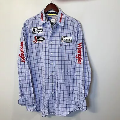 Men's Wrangler Rodeo Sponsor L/S Button Up Western Shirt XL Purple • $62.95