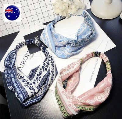 Women Headband Retro Vintage Twist Headband Head Wrap Boho Headband Silk Bandana • $7.95