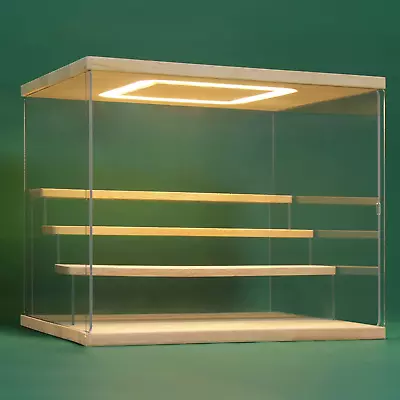 Clear Acrylic Display Case Stand With LED Light 2/3/4/5/6 Tier Storage Box Showc • £67.55