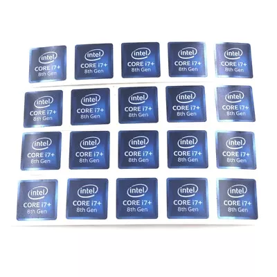 20X Laptop PC DIY Sticker Badge Label Decal CORE I7+ 8th Gen  18*18mm Blue ST097 • $4.76