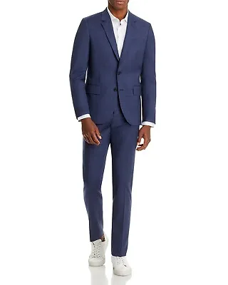 $1295 NWT Paul Smith Soho Fit Slate Blue Tonal Check Extra Slim Fit Suit 38R • $369
