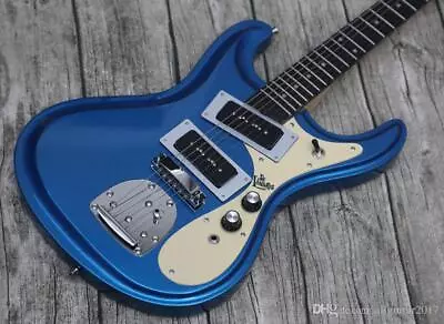 Blue Guitar Mosrite Venture Metallic Blue Electric Guitar Bigs Tremolo Bridge • $355