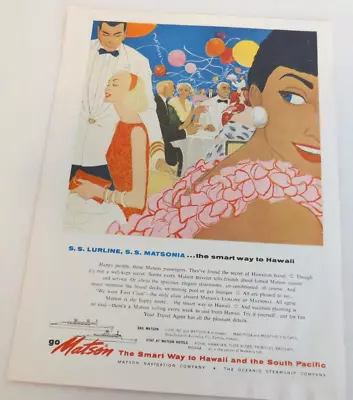 Matson Navigation Company 1957 Advertising Print Ad Hawaii Cruise Line Vintage • $13.19