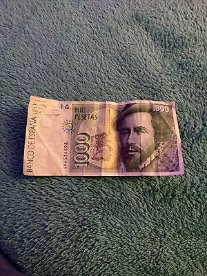 1992 / Banco De España Spain - 1000 Pesetas Banknote Serial No. 4k4514598 • £3.49