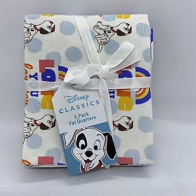 Disney Fat Quarters Pack 101 Dalmatians 5 Pieces Quilting Fabric Cotton Sewing • $38.87