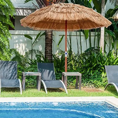 1.9M Garden Patio Thatched Parasol Hawaiian Tiki Umbrella Market Table Umbrella • £32.95