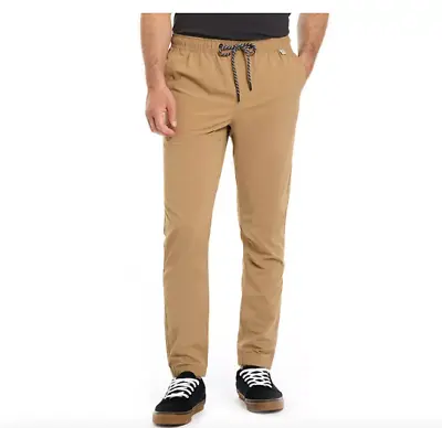 Hurley Men's XL Khaki Tapered Fit Tech Twill Drawstring Waist Jogger • $19.99