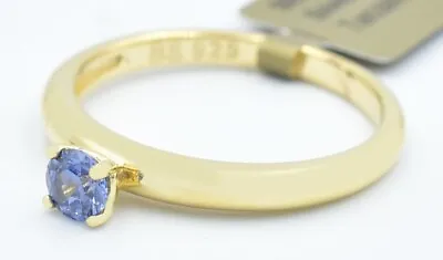 AAA TANZANITE 0.36 Cts RING 925 Sterling Silver - Yellow Finish- NEW WITH TAG • $0.99