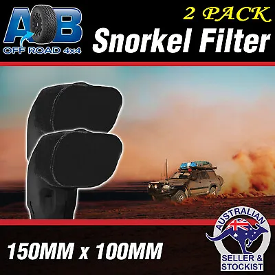 2x BLACK Snorkel Sock Pre Filter Cleaner 3 150x100mm Ram Head Cover Air Filter • $41