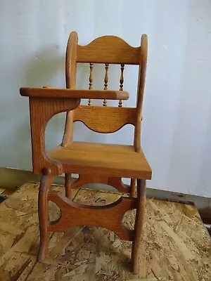 Vintage Doll Size Solid Oak Wood School Desk & Attached Chair Salesman Sample • $85