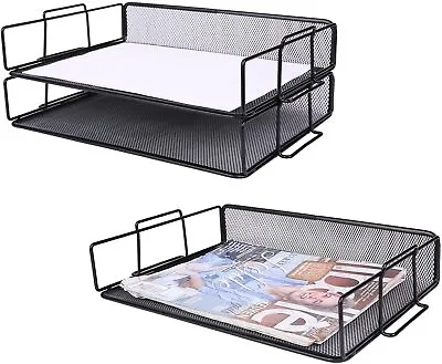 Exerz Mesh Desk Tidy Multi Functional Organizer File Tray Folder Holder Rack 2PK • £13.99