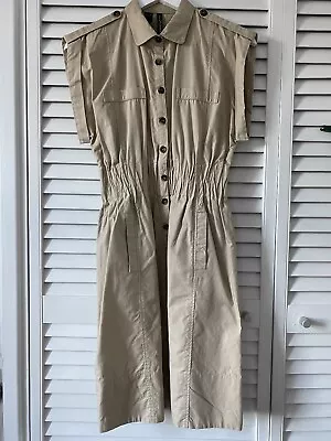 Mango Suit Tan Sleeveless Shirt Dress M • £24