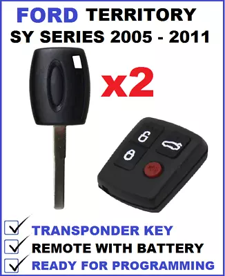 2x 4B REMOTE + Car Transponder Key Suitable For FORD TERRITORY SY FG  BF Falcon  • $55